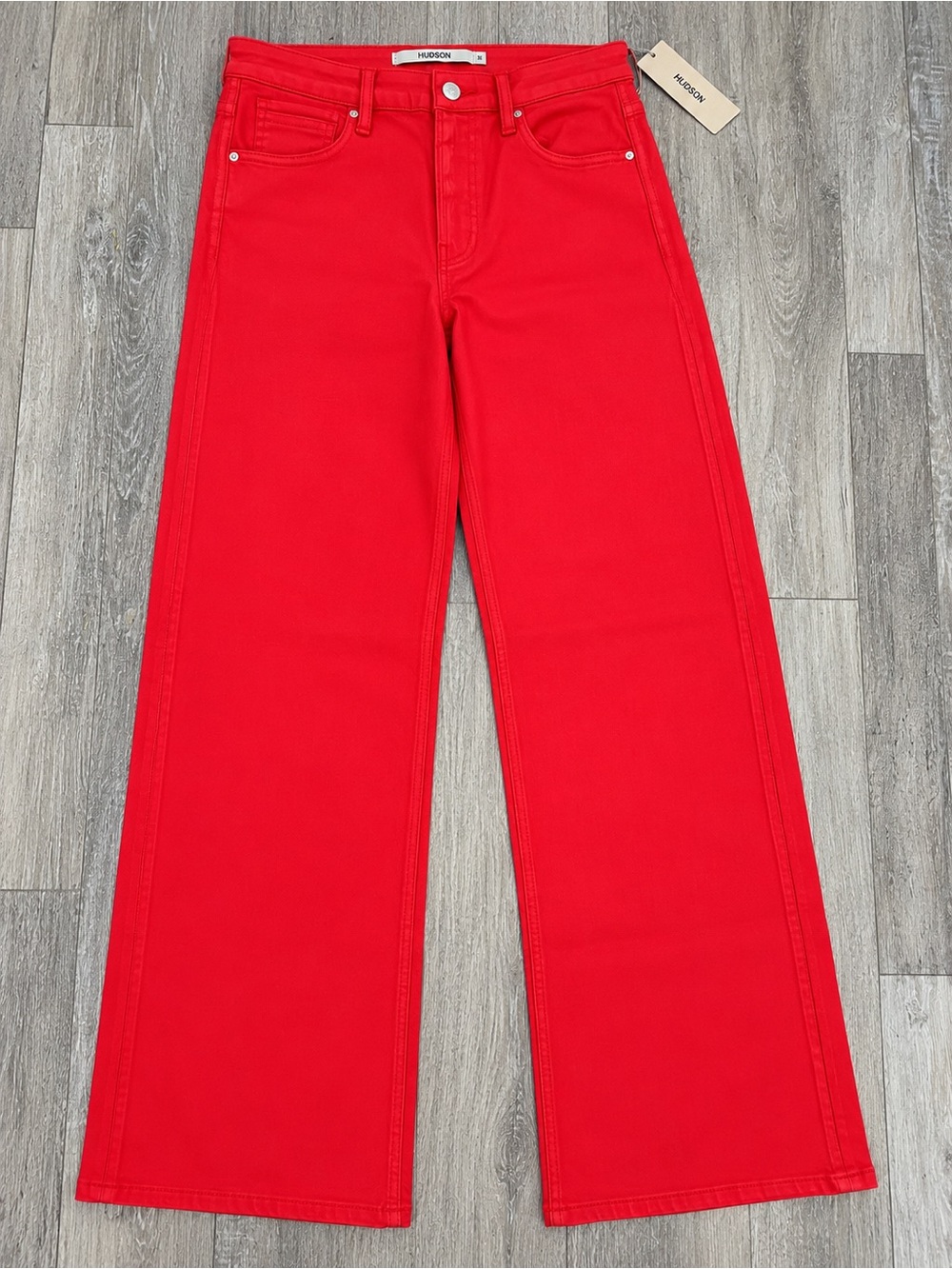 NWT Hudson Rosie High Rise Wide Leg Coated Jeans Red Size 31